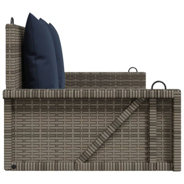 vidaXL Παγκάκι Κούνιας με Μαξιλάρια Γκρι 119x56x48cm από Συνθετικό Ρατάν 1 τεμ.