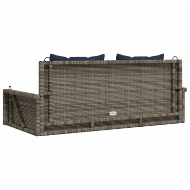 vidaXL Παγκάκι Κούνιας με Μαξιλάρια Γκρι 119x56x48cm από Συνθετικό Ρατάν 1 τεμ.