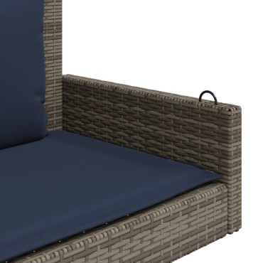 vidaXL Παγκάκι Κούνιας με Μαξιλάρια Γκρι 119x56x48cm από Συνθετικό Ρατάν 1 τεμ.