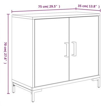 vidaXL Ντουλάπι Μαύρο 75x35x70cm από Μασίφ Ξύλο Πεύκου 1 τεμ.