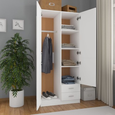 vidaXL Ντουλάπα Λευκή 80x52x180cm από Επεξ. Ξύλο 1 τεμ.
