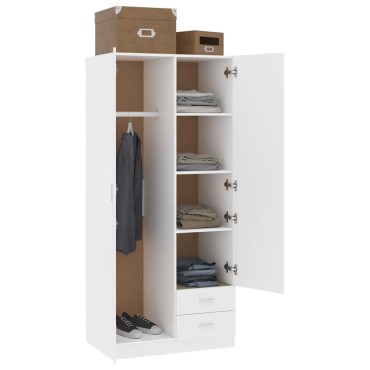 vidaXL Ντουλάπα Λευκή 80x52x180cm από Επεξ. Ξύλο 1 τεμ.