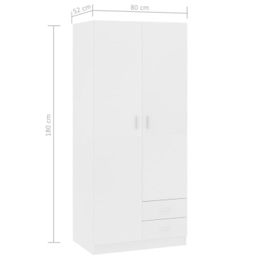 vidaXL Ντουλάπα Λευκή 80x52x180cm από Επεξ. Ξύλο 1 τεμ.