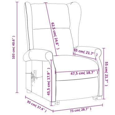 vidaXL Πολυθρόνα Ανακλ. Μπορντό Υφασμάτινη 73x95x103cm 1 τεμ.