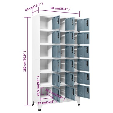vidaXL Φοριαμός Ανοιχτό Γκρι & Σκούρο Γκρι 90x40x180cm Ατσάλινος 1 τεμ.
