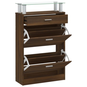 vidaXL Παπουτσοθήκη Καφέ Δρυς 63x24x104cm από Επεξεργασμένο Ξύλο