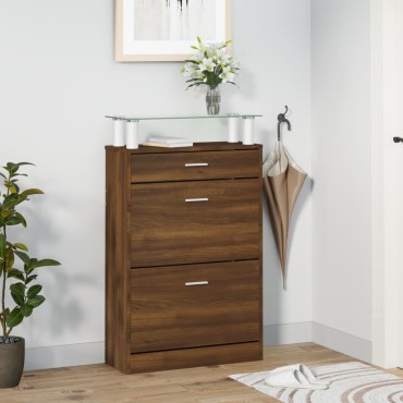 vidaXL Παπουτσοθήκη Καφέ Δρυς 63x24x104cm από Επεξεργασμένο Ξύλο