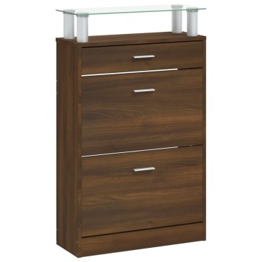 vidaXL Παπουτσοθήκη Καφέ Δρυς 63x24x104cm από Επεξεργασμένο Ξύλο