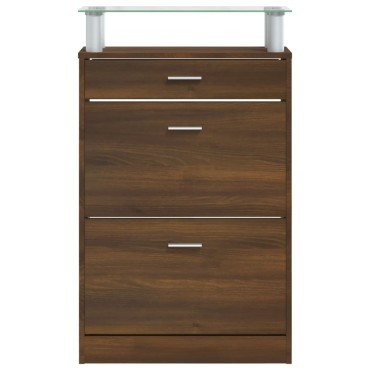 vidaXL Παπουτσοθήκη Καφέ Δρυς 63x24x104cm από Επεξεργασμένο Ξύλο