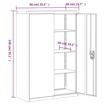 vidaXL Αρχειοθήκη Λευκή 90x40x140cm Ατσάλινη 1 τεμ.