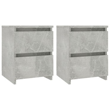 vidaXL Κομοδίνα 2 τεμ. Γκρι Σκυροδέματος 30x30x40cm από Επεξ. Ξύλο