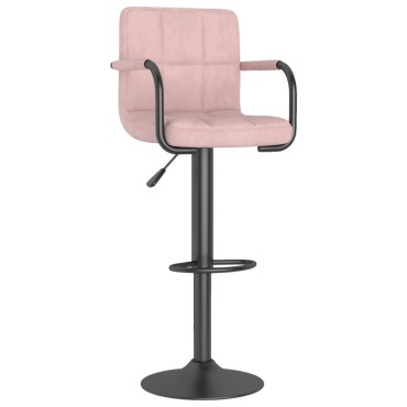 vidaXL Σκαμπό Μπαρ Ροζ Βελούδινο 48x47x(90-111)cm 1 τεμ.
