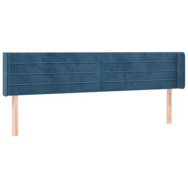 vidaXL Κεφαλάρι με Πτερύγια Σκούρο Μπλε 163x16x78/88cm Βελούδινο 1 τεμ.