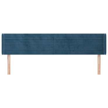 vidaXL Κεφαλάρι με Πτερύγια Σκούρο Μπλε 163x16x78/88cm Βελούδινο 1 τεμ.