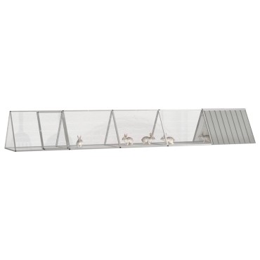 vidaXL Κλουβί Κουνελιών Γκρι 504,5x80,5x71 εκ. Γαλβανισμένος Χάλυβας
