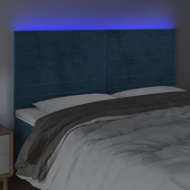 vidaXL Κεφαλάρι Κρεβατιού LED Σκούρο Μπλε 160x5x118/128cm Βελούδινο 1 τεμ.