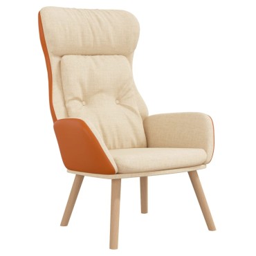 vidaXL Πολυθρόνα Relax Κρεμ από Ύφασμα και PVC 70x77x94cm 1 τεμ.