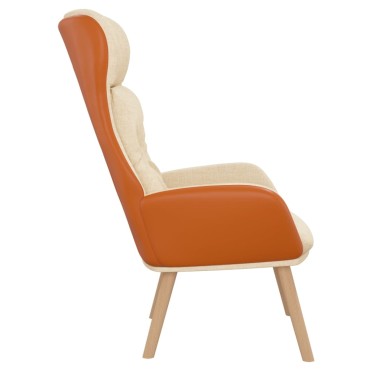 vidaXL Πολυθρόνα Relax Κρεμ από Ύφασμα και PVC 70x77x94cm 1 τεμ.