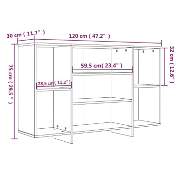 vidaXL Ντουλάπι Γκρι Sonoma 120x30x75cm από Επεξεργ. Ξύλο 1 τεμ.