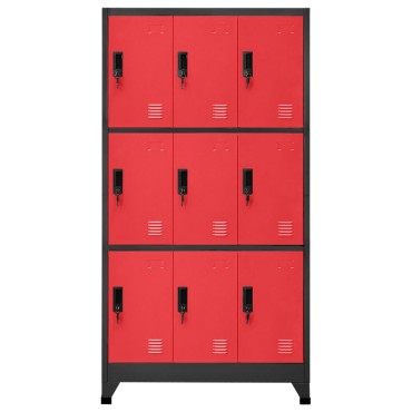vidaXL Φοριαμός Ανθρακί / Κόκκινο 90x45x180cm Ατσάλινος 1 τεμ.