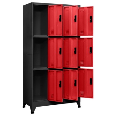 vidaXL Φοριαμός Ανθρακί / Κόκκινο 90x45x180cm Ατσάλινος 1 τεμ.