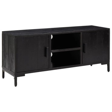 vidaXL Έπιπλο Τηλεόρασης Μαύρο 110x35x48cm από Μασίφ Ξύλο Πεύκου