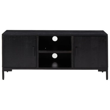 vidaXL Έπιπλο Τηλεόρασης Μαύρο 110x35x48cm από Μασίφ Ξύλο Πεύκου