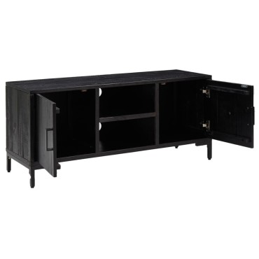 vidaXL Έπιπλο Τηλεόρασης Μαύρο 110x35x48cm από Μασίφ Ξύλο Πεύκου