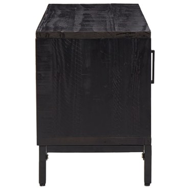 vidaXL Έπιπλο Τηλεόρασης Μαύρο 110x35x48cm από Μασίφ Ξύλο Πεύκου