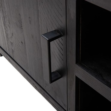 vidaXL Έπιπλο Τηλεόρασης Μαύρο 110x35x48cm από Μασίφ Ξύλο Πεύκου