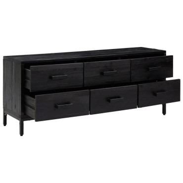 vidaXL Ντουλάπι Αποθήκευσης Μαύρο 110x30x45cm από Μασίφ Ξύλο Πεύκου 1 τεμ.
