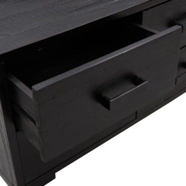vidaXL Ντουλάπι Αποθήκευσης Μαύρο 110x30x45cm από Μασίφ Ξύλο Πεύκου 1 τεμ.