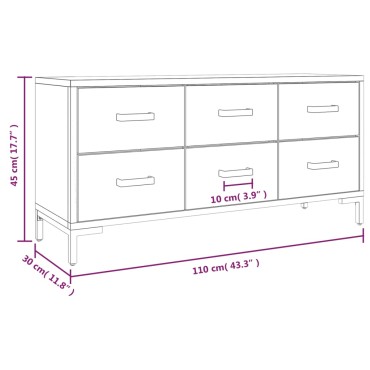 vidaXL Ντουλάπι Αποθήκευσης Μαύρο 110x30x45cm από Μασίφ Ξύλο Πεύκου 1 τεμ.