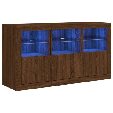 vidaXL Μπουφές με LED Καφέ Δρυς 123x37x67cm 1 τεμ.