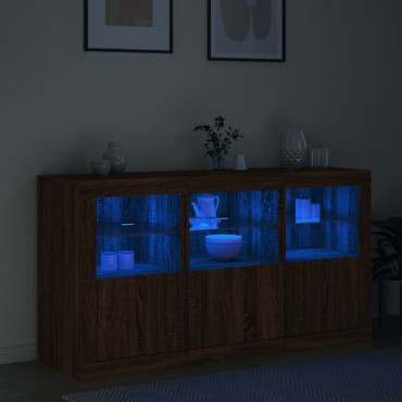 vidaXL Μπουφές με LED Καφέ Δρυς 123x37x67cm 1 τεμ.