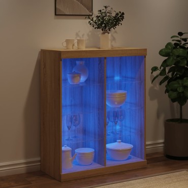 vidaXL Μπουφές με Φώτα LED Sonoma Δρυς 81x37x100cm 1 τεμ.