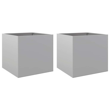 vidaXL Ζαρντινιέρες 2 τεμ. Ασημί 42 x 40 x 39 εκ. Γαλβανισμένο Χάλυβα