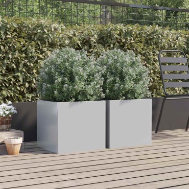 vidaXL Ζαρντινιέρες 2 τεμ. Ασημί 42 x 40 x 39 εκ. Γαλβανισμένο Χάλυβα