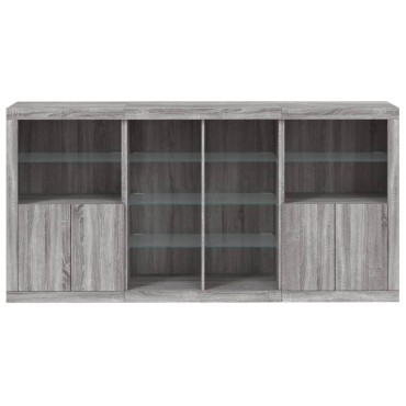vidaXL Μπουφές με Φώτα LED Γκρι Sonoma 202x37x100cm 1 τεμ.
