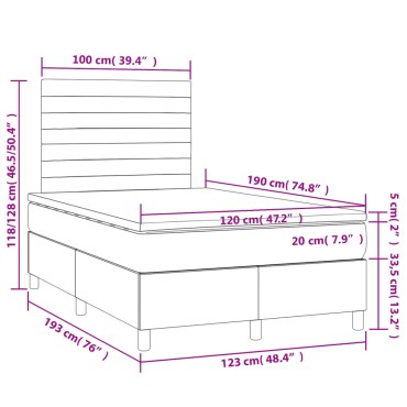 vidaXL Κρεβάτι Boxspring με Στρώμα Ροζ 120x190 εκ. Βελούδινο