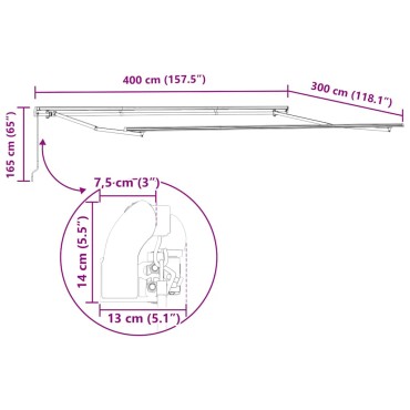 vidaXL Τέντα Πτυσσόμενη Χειροκίνητη Καφέ 400x300 εκ.