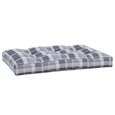 vidaXL Μαξιλάρι Παλέτας Γκρι Καρό 120x80x12cm Υφασμάτινο
