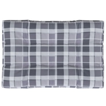 vidaXL Μαξιλάρι Παλέτας Γκρι Καρό 120x80x12cm Υφασμάτινο