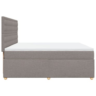 vidaXL Κρεβάτι Boxspring με Στρώμα Taupe 200x200 εκ. Υφασμάτινο