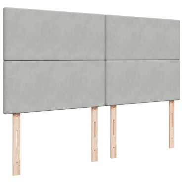 vidaXL Κρεβάτι Boxspring με Στρώμα Ανοιχτό Γκρι 200x200 εκ. Βελούδινο