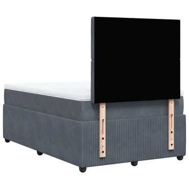 vidaXL Κρεβάτι Boxspring με Στρώμα Σκούρο Γκρι 120x190 εκ. Βελούδινο