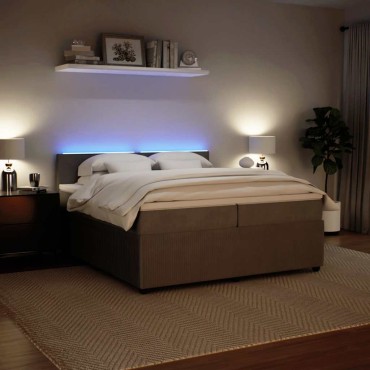 vidaXL Κρεβάτι Boxspring με Στρώμα Ανοιχτό Γκρι 200x200 εκ. Βελούδινο
