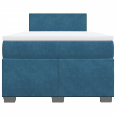 vidaXL Κρεβάτι Boxspring με Στρώμα Μπλε 120x200 εκ. Βελούδινο