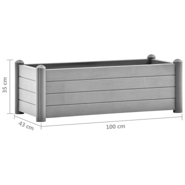 vidaXL Ζαρντινιέρα Υπερυψωμένη Γκρι 100 x 43 x 35 εκ. Πολυπροπυλένιο