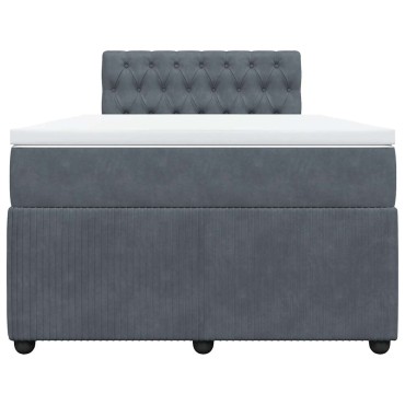 vidaXL Κρεβάτι Boxspring με Στρώμα Σκούρο Γκρι 120x190 εκ. Βελούδινο